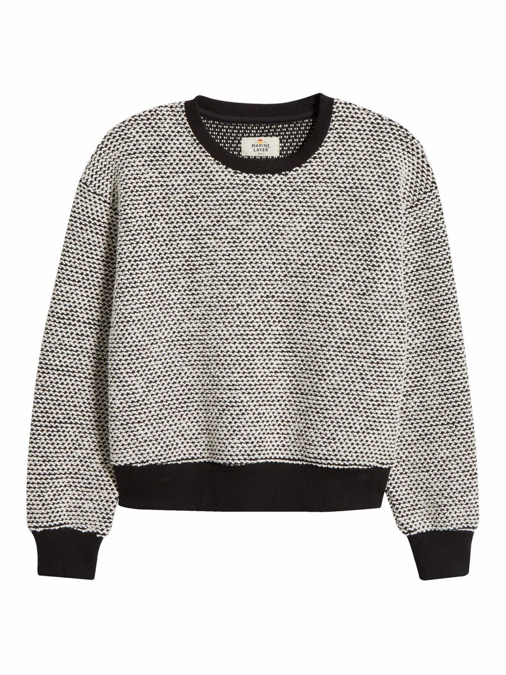 Marine Layer Black & White Knit Crewneck Sweater